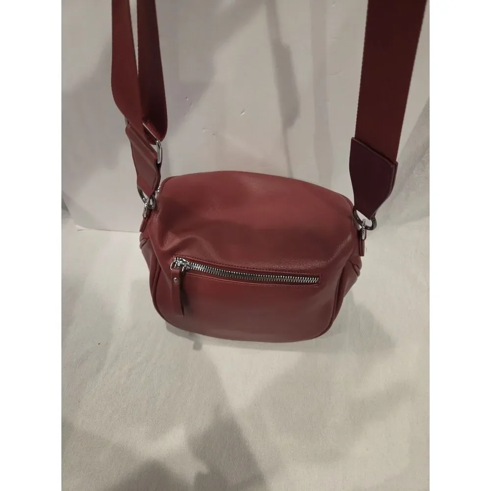 Iris & Rainbow Red Burgundy Vegan Leather Crossbody Bag Sling Bag